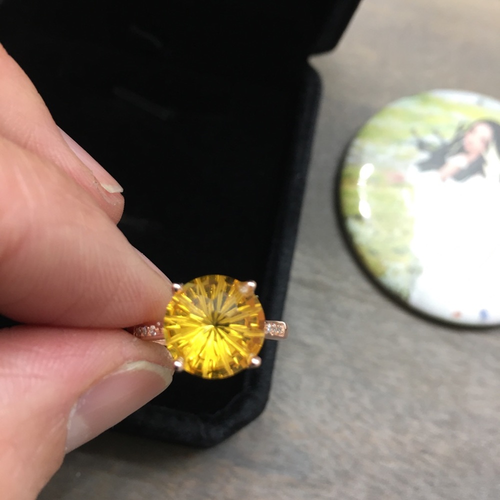 Certified Citrine Rose Gold Ring Necklace Set - Picture 15 of 17